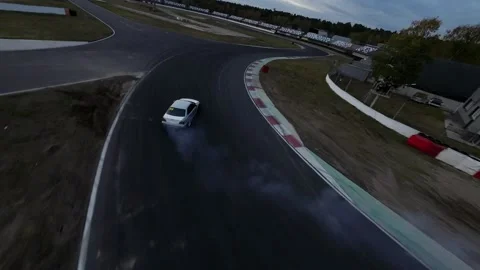 Drift training cars driving, FPV drone Stock Footage 253853373