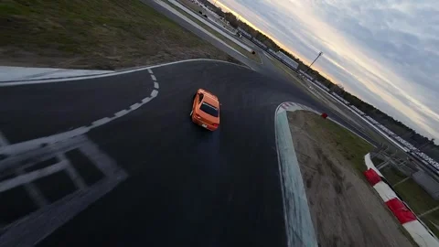 Drift training cars driving, FPV drone Stock Footage 253859967