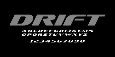 Drift Typography Vector Font – Bold Motorsport Typeface Stock Illustration