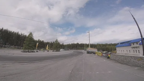 Drift view from the racing drone Stock Footage 90504954