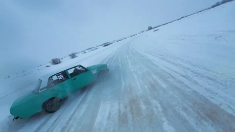 Drift in winter, fpv drone Stock Footage 239737027