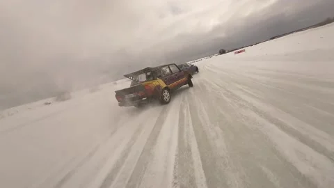 Drift in winter, fpv drone Stock Footage 239737250