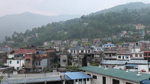 Drifting Across Rooftops of Besisahar Stock Footage 86758058