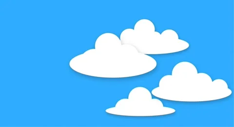 Drifting Cartoon White Clouds on Bright Blue Sky Animation Loop Stock Footage 341946746