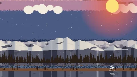 Drifting cloud band moving left over snow peaks and mirror lake, disk pulsing, Stock-Footage 337885915