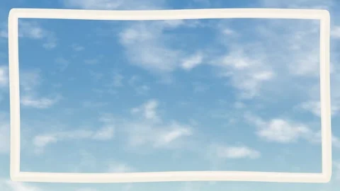 Drifting Clouds in Blue Sky with White Frame Border Loop Stock Footage 345304325
