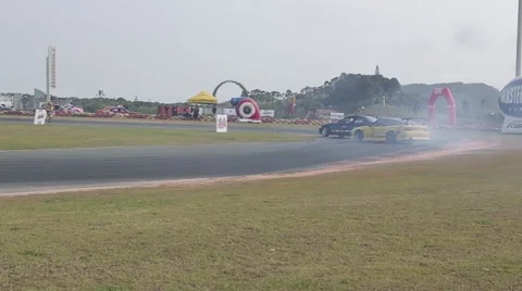 Drifting competition in a cloudy day Stock Footage 47572321
