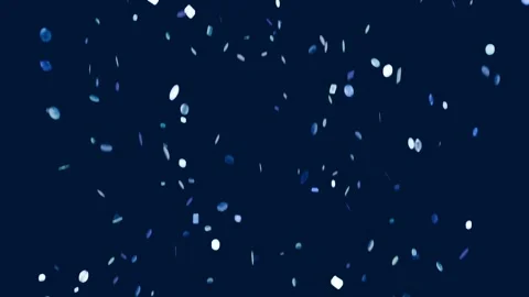 Drifting confetti discs, rectangles, flecks falling, rotating at navy backdrop, Stock Footage 337504988
