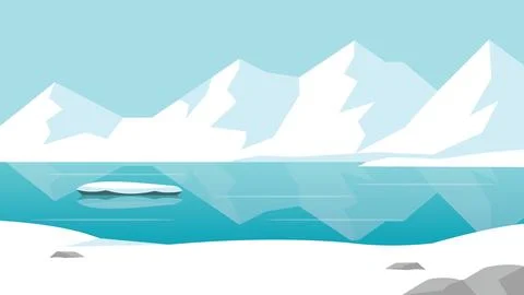 Drifting Ice Fields Arctic Flat Design Serenity Stock Illustration