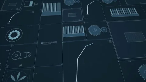 Drifting Machine Parts Deck Blueprint Perspective Stock Footage 343545714