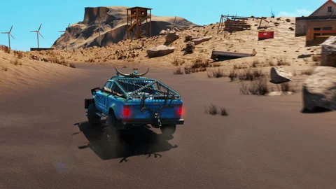 Drifting the racing car in the sandy map of a modern digital video game Stock-Footage 235654560