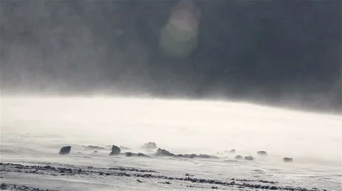Drifting snow and Blizzard in the far North. 스톡 동영상 55070149
