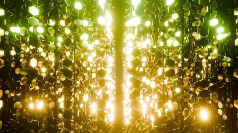 Drifting Through A Glowing Golden Hexagonal Illustrazione stock