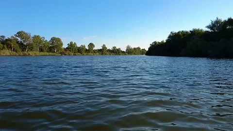 Drifting on the Vaal River view from canoe A Stock Footage 76481156