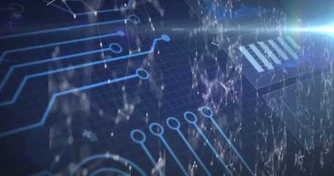Drifting white network activating traces as light streak sweeping block Stock Footage 310669346