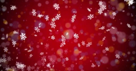 Drifting white snowflake shapes dancing across festive backdrop with translucent Foto stock