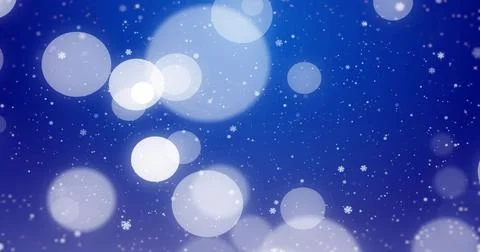 Drifting winter bokeh pattern filling digital blue backdrop, showing snowflakes Illustrazione stock