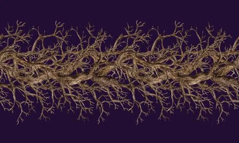 Driftwood dry pattern on blue horizontal watercolor Illustrazione stock
