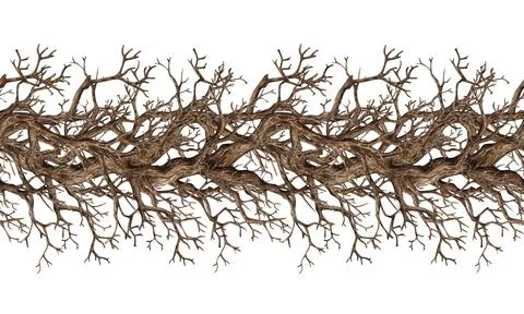 Driftwood dry pattern horizontal dense watercolor Stock Illustration