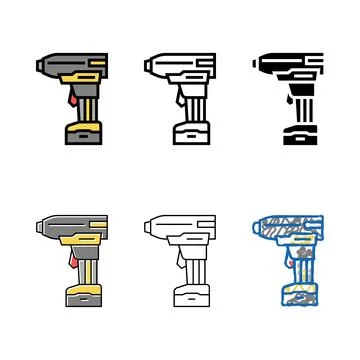 Drill with air compressor color series icon vector Stock Illustration