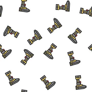 Drill with air compressor vector seamless pattern 스톡 일러스트