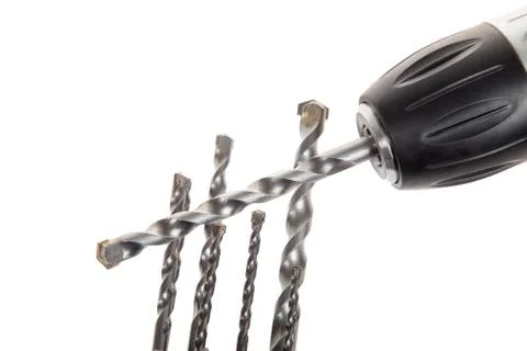 Drill and drill bits, isolated on white 写真素材