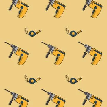 Drill and measure tape pattern background Stock Illustration