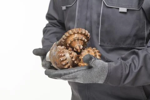 Drill bit in hands Stock-Fotos