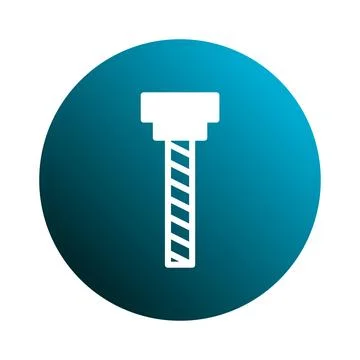 Drill bit icon inside a circular design showcasing precision instrument for.. Stock Illustration