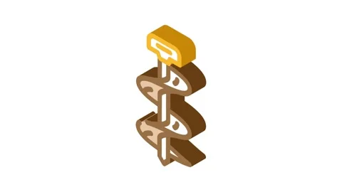 Drill bit planting garden tool isometric icon animation Stock Footage 327293530