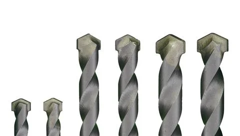 Drill bit set isolated on white background. illustration Foto stock