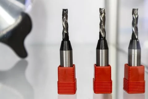 Drill bits are used in drilling industrial materials. Stock Photos