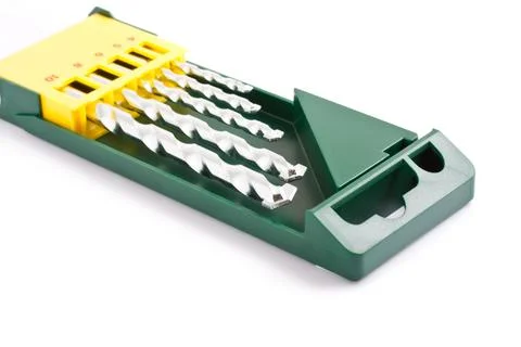 Drill bits in case Stock Photos