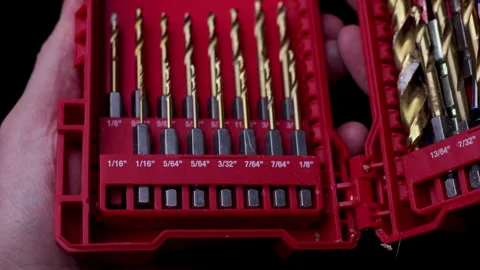 Drill bits close up DIY construction. Home renovation and construction tools. Stock Footage 260963101
