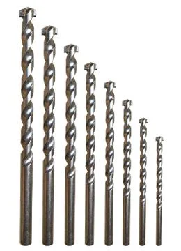 Drill Bits for Concrete Set Isolated Stock Photos