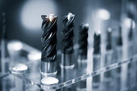 Drill bits of different sizes, close-up Stock Photos