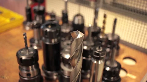 Drill bits of different sizes  for industrial equipment 스톡 동영상 60235139