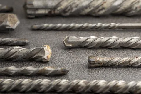 Drill bits for drilling concrete masonry or stone Stock Photos