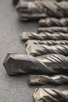 Drill bits for drilling concrete masonry or stone Stock Photos