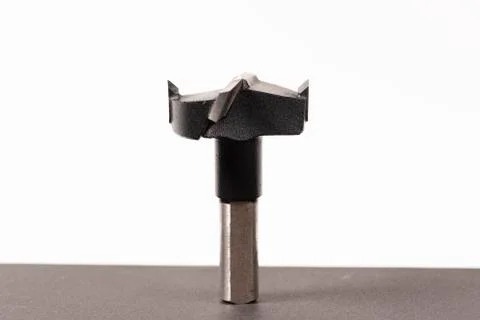 Drill bits Forstner on white background. Macro Stock Photos