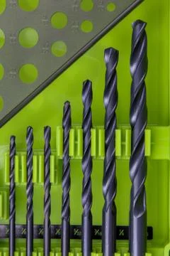 Drill Bits in Green Case. Stock Photos