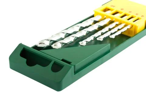 Drill bits in green case Stock Photos