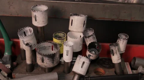 Drill Bits in Machine Shop Video stock 34481217