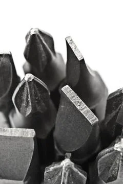 Drill bits macro Stock Photos