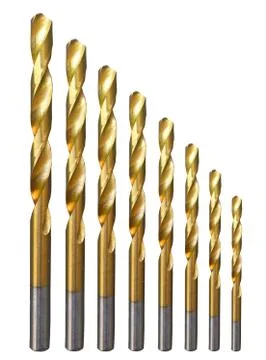 Drill Bits for Metal Set Isolated Stock Photos