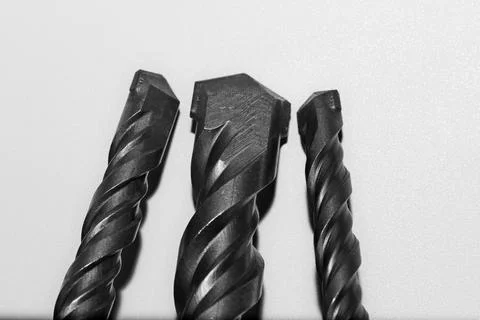 Drill bits for perforator close-up on a white background Stock Photos