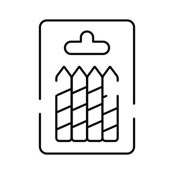 Drill bits set in packaging for hardware store Stock Illustration