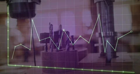 Drill block holding bits on bench, incoming data feed plotting line with nodes Stock Footage 331026472