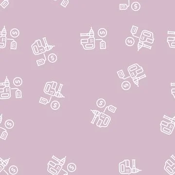 Drill building device rental line seamless pattern Stock Illustration