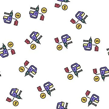 Drill building device rental vector seamless pattern Stock Illustration